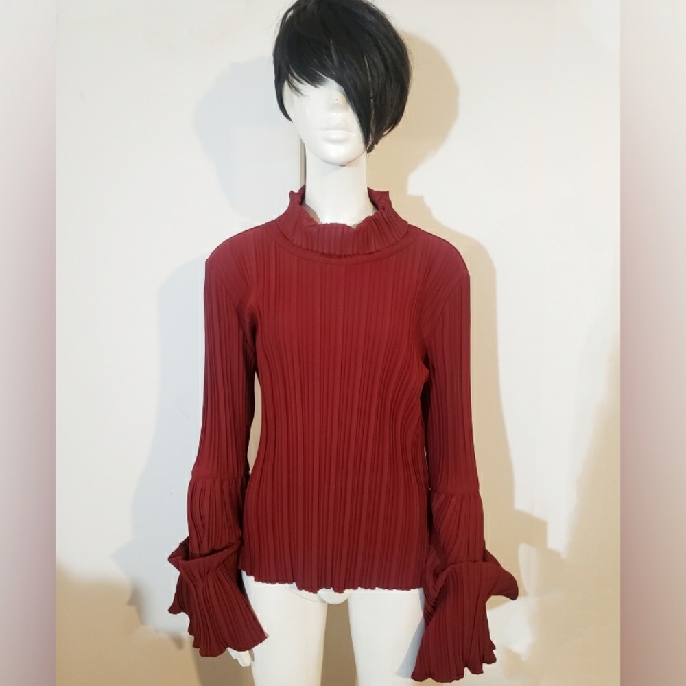 TOV Burgundy Turtleneck Top Size 44/10